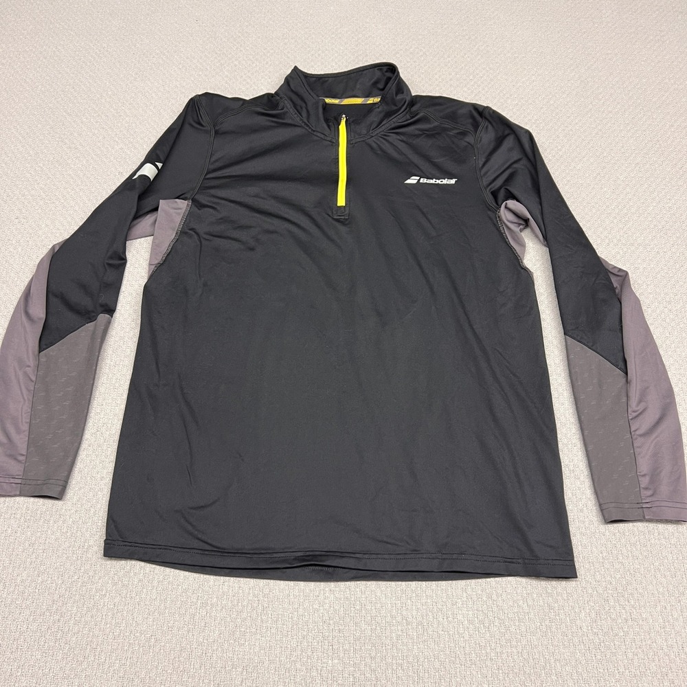 Babolat 1/4 Zip Pullover Mens Medium Black Performance Tennis Stretch Sporty